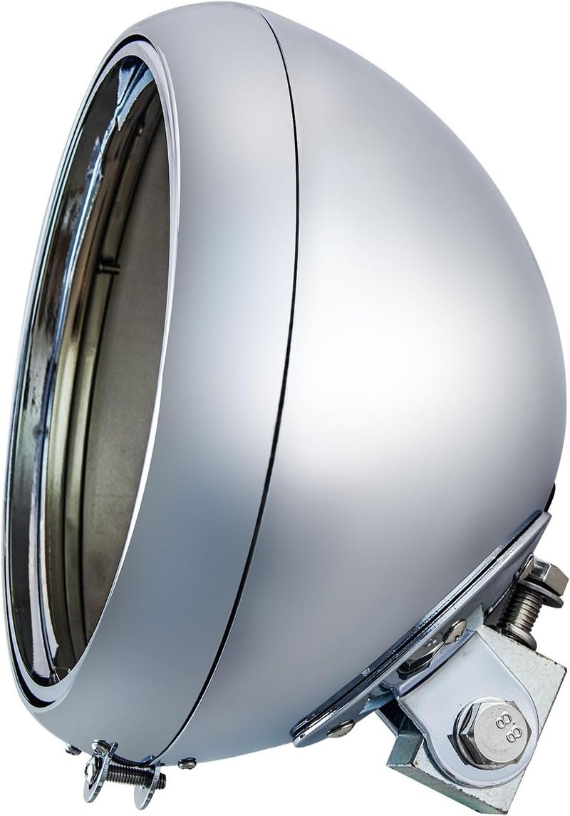 FATECIM Motorcycle 7" Round Headlight Bucket Housing 7 Inch LED Headlamp Shell Protective Cover Heavy Duty Universal for Harley Kawasaki Honda Yamaha Suzuki Chopper Cafe Racer Bobber Aprilia Chrome - Image 1